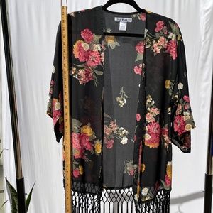 Floral Cover-Up with Fringe